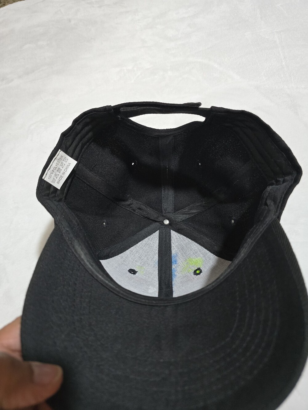 Black Art Face Baseball Cap with Colorful Abstract Design, Hand Painted. Unisex - Picture 8 of 10